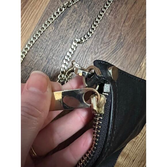 Helen Kaminski Black Leather Clutch Handbag Gold Chain Shoulder Bag - Picture 7 of 10